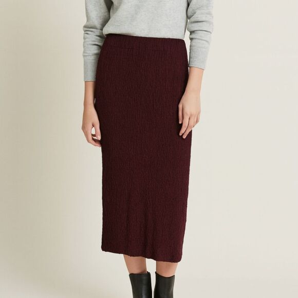 Vince Textured Midi Skirt Burgundy Size Small - Picture 1 of 8